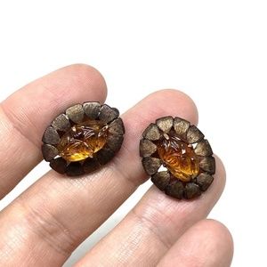 Carved Glass & Copper Cufflinks - Vintage Groom